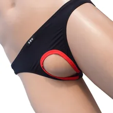 Howe Ray slip intimo uomo Sexy marca pene buco sacchetto aperto mutandine di seta per uomo mutande Gay uomo slip senza cavallo divertente