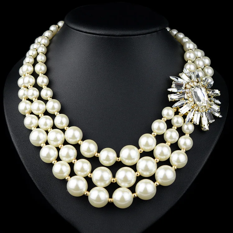 Fashion Jewelry 2015 Luxury Imitation Pearl Choker Statement Collar