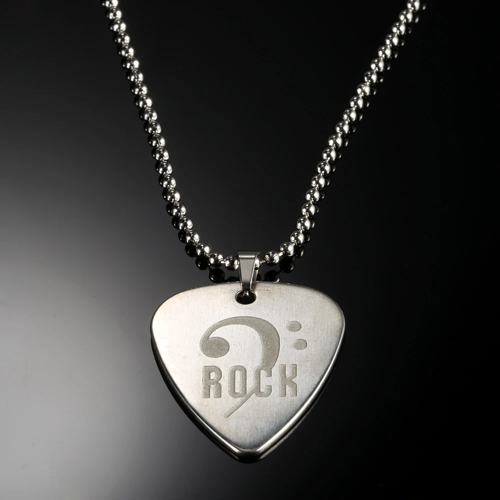 2021 Guitar Pick Necklace With 50cm/20in Ball Chain Silver Color