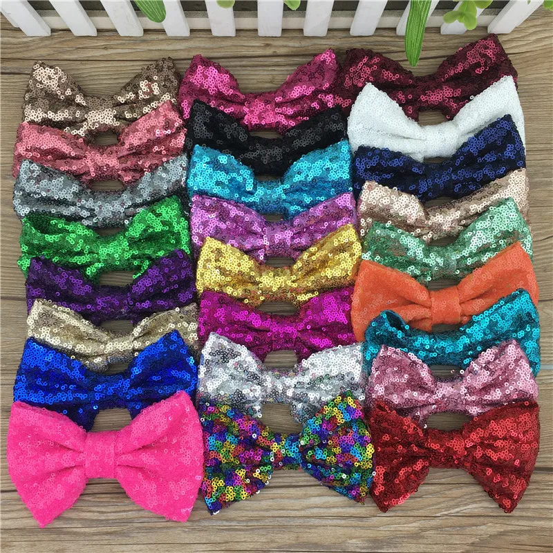 

Wholesale 25pcs/lot 5inch Large Messy Sequin Hairbow Clip,Embroidered Sequin Bows With Clip for Kids Hair Accessories