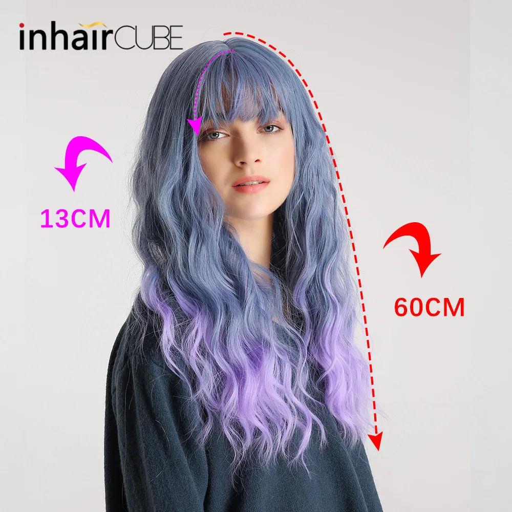 Inhair Cube средняя часть 22 дюйм(ов) Ombre длинные волнистые, устойчивые к нагреву синтетические вьющиеся моделирование головы косплэй для женщин