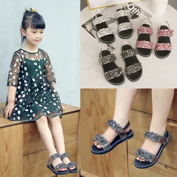 

2019Summer new girls sandals children cute rabbit diamond shoes pink baby sandals student sandals EU21-36