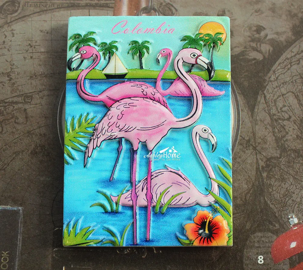 

Colombia Pink Flamingo Tourist Travel Souvenir 3D Resin Decorative Fridge Magnet Craft GIFT IDEA
