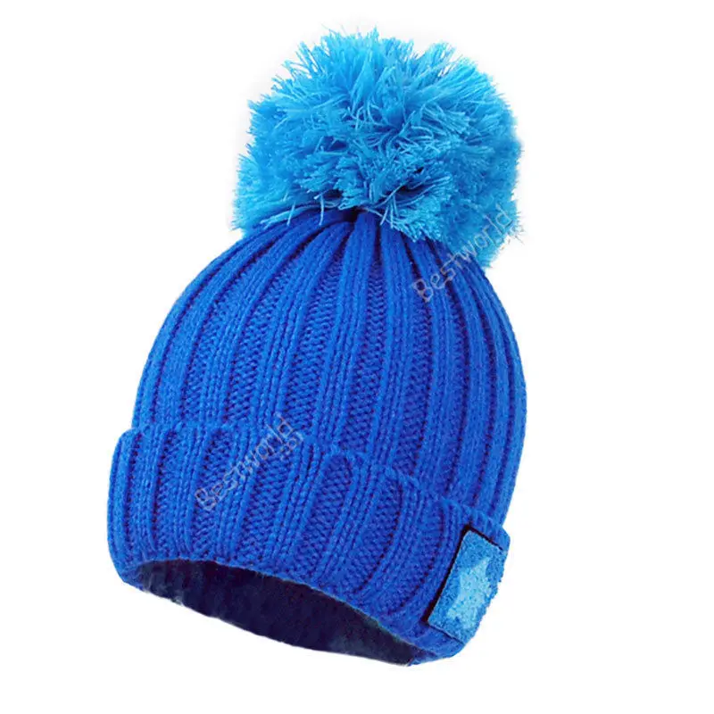 Женская шляпа с помпоном,, новая мода, унисекс, для женщин, мужчин, со звездами, вязанная крючком вязаная зимняя теплая шапка, шапочка, шапки Gorros - Цвет: royal blue