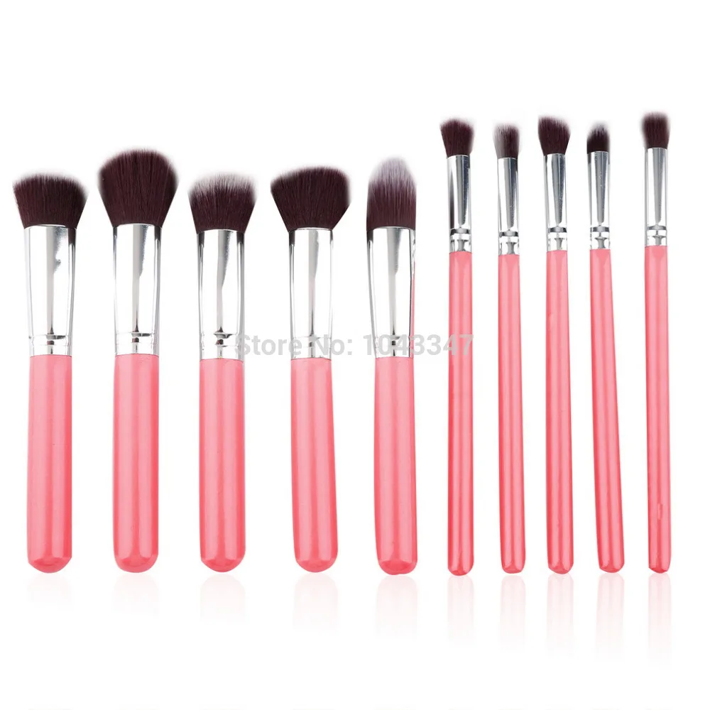 

Make Up 10Pcs  Professional Makeup Brushes Cosmetics Foundation Blending Makeup Brush Kit Set Wooden Makeup tool Popular