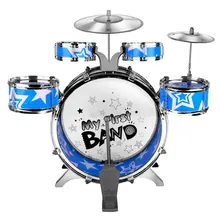 Children Kids Educational Toy Percussion Instrument Playing Drum Set Kit Simulation Jazz Drum Kit with 6 Drums