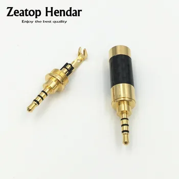 

2Pcs Gold Plated 2.5mm 4 Pole Stereo Male Plug Carbon Fiber Adapter Solder Connector For 6MM