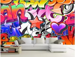 Заказ росписи 3d фото обои яркий цвет граффити бар КТВ фон настенная живопись 3d настенные фрески обои для стен 3 D