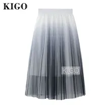Для женщин Высокая Талия кружевная юбка-пачка Для женщин плиссированная юбка миди эластичный пояс элегантный градиент Юбка из сетчатой ткани Jupe Femme Saia KD2764H