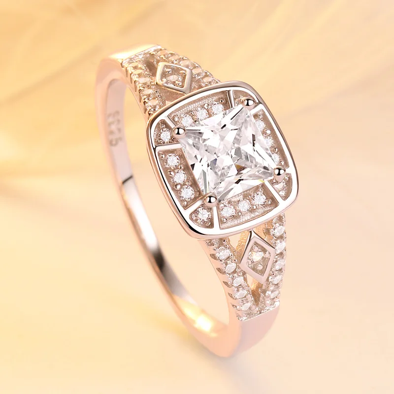 TONGLiN Female Ring 925 Sterling Silver Statement Square Stone Finger Women Wedding Engagement Party Jewelry Size 4-11 | Украшения и