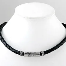 1 шт тибетское серебряное черное готическое панк кожаное ожерелье из оплетенного шнура чокер 0,43"