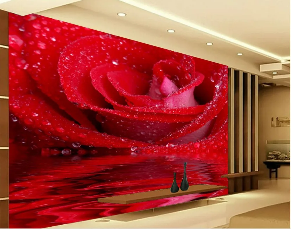 3d mural paintings Modern style red rose wallpaper flower Custom 3d
