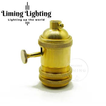 

Vintage Lamp Socket Edison Screw Bulb Bases E27 Lamp Holder Copper Core Knob Switch 110v 250V UL Pendant Light Lamp Base 1PC