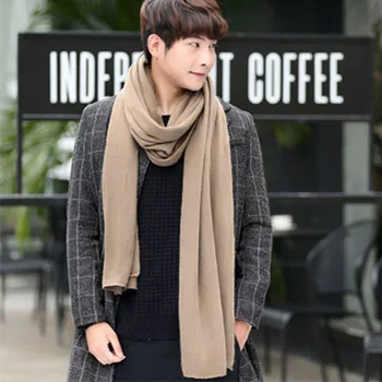 

Simple Fashion Solid Color Men Knitting Long Soft Warm Scarf Neck Wrap Gift