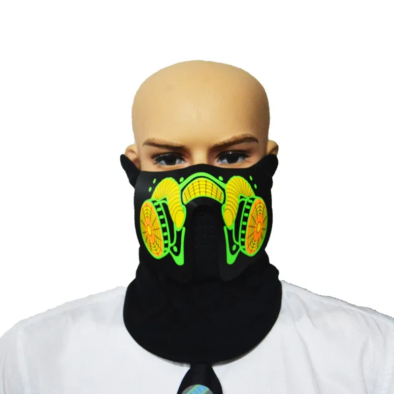 

LED Luminous Flashing Face Mask Party Sound Control Halloween Clothing Terror Helmet Fire Festival Party Masks6613