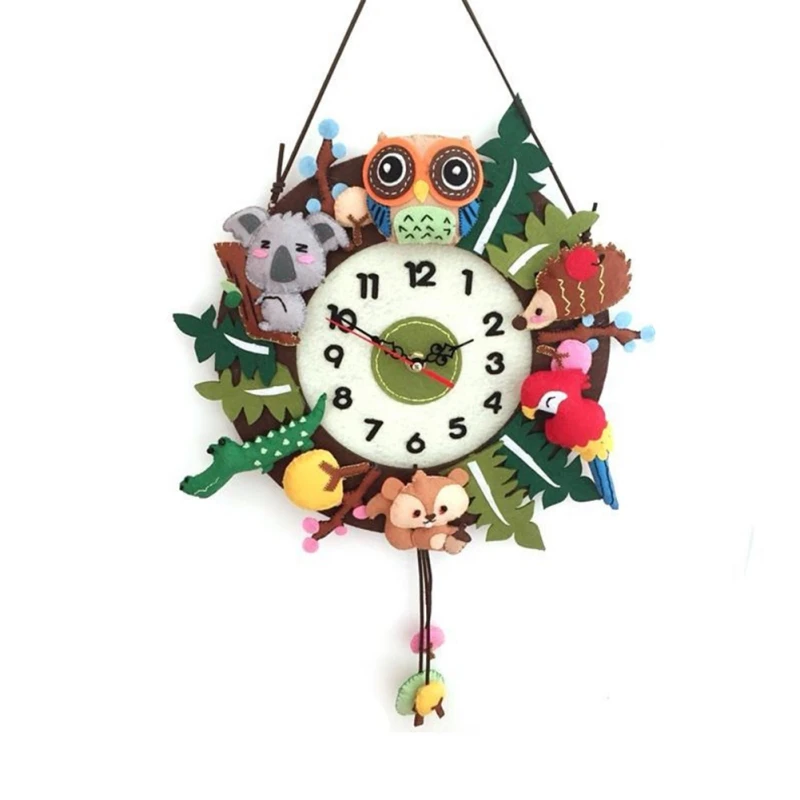 

Non-woven Handmade DIY Wall Clock Free Cutting Cute Marine Clock Animal Pattern For Kindergarten Help Hand-eye Coordination