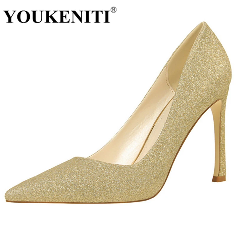 

Women Pumps With 10CM Spike Heel Shoes Shallow TOP PU Super Soft Slip On Point Toe High Shoes For Party Women DS6651-1