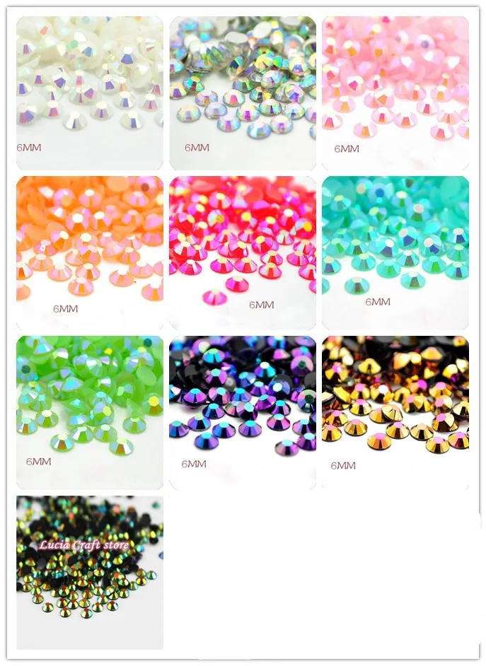 

Lucia crafts ss30 288pcs 6mm FlatBack Resin AB Rhinestones DIY Mobile Phone Nail Art Craft G0309