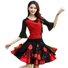 Сценическая одежда для женщин танцевальный костюм рубашка с длинными рукавами среднего возраста латинский костюм для танцев выступлений женщин