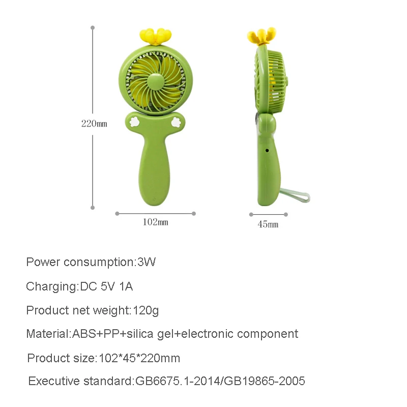 Mini Fan Cartoon Handheld Fan Ventilator USB Rechargeable Table desk Fan With Light Portable Cooler Air Cooler For Outdoor Home (16)