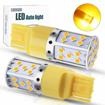 

T20 7440 WY21W LED Bulbs 35SMD 3030 LED Light 15W Input 9-30V Amber Yellow Car Auto Reverse Turn Signal Lights No Hyper Flash