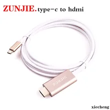 

ZunJie USB 3.1 Type-C to HDMI AV cable adapter converter USB-C male to HDMI female black color wholesale Line length 1.8m