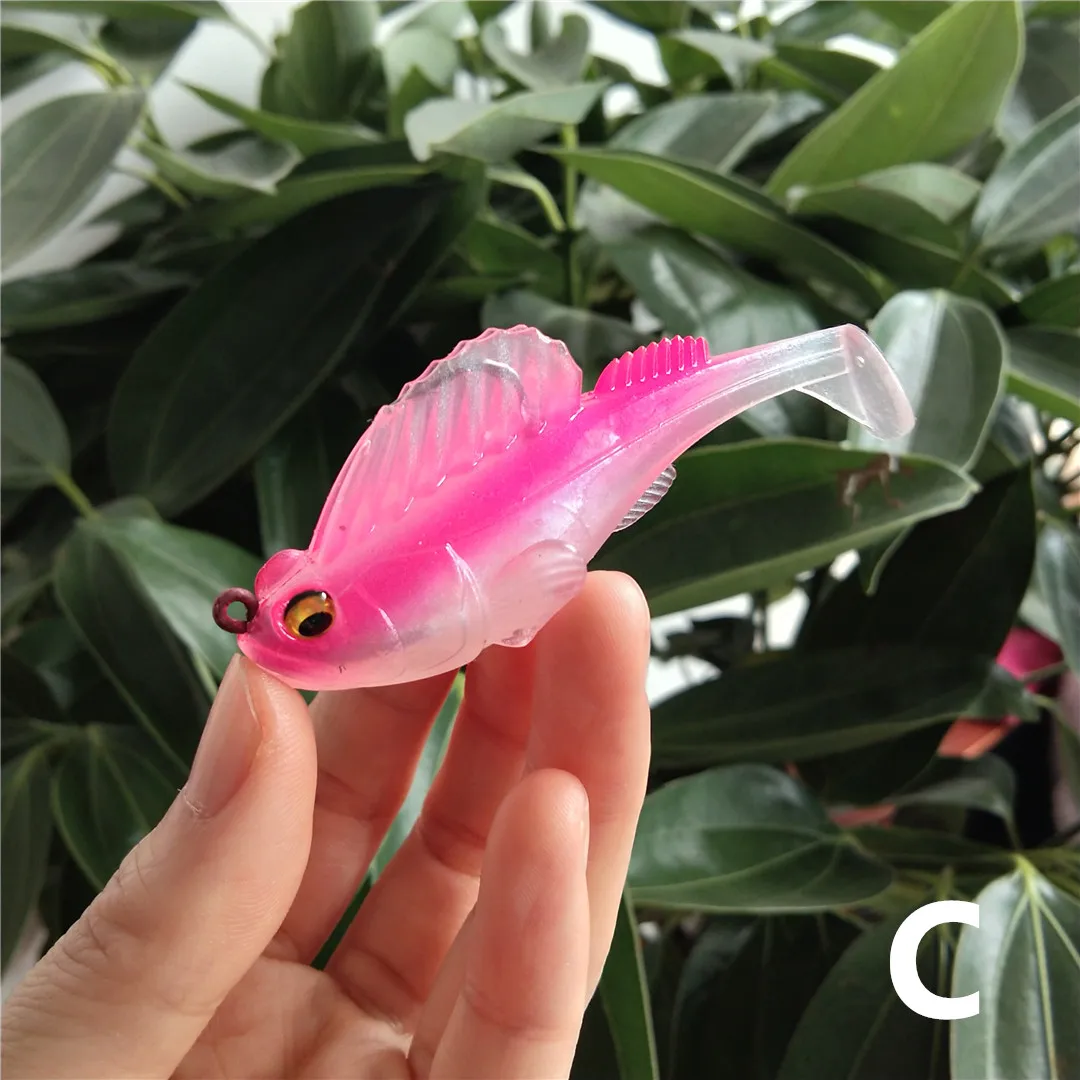 

Swolfy 3pcs 5.5cm 7.3g 3D Eyes Lead Fishing Lures With T Tail Soft Fishing Lure Single Hook Baits Artificial Crankbait Wobblers