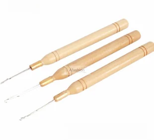 

5pcs hair wood crochet needle Indian brazilian keration loop extension knitting hook needles styling tools free shipping