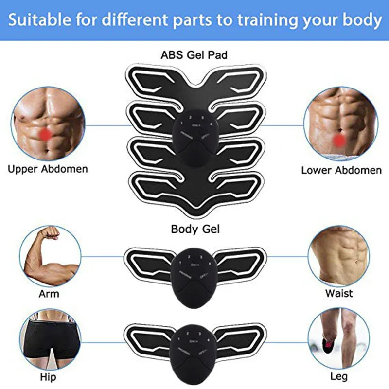 العضلات Electrostimulator EMS مشجعا البطن الساقين الأسلحة الخصر الجسم بناء اللياقة البدنية التدريب العضلات التمارين الجمنازيوم المعدات