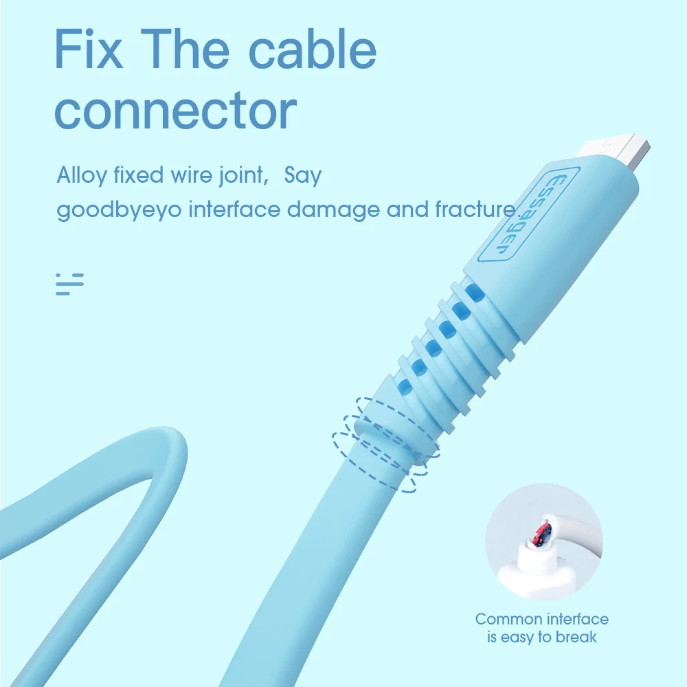 Essager Micro USB Charger Flat Cable For Samsung Huawei Xiaomi 1M 2M Data Sync Cord Wire 2.4A fast charging Mobile Phone Cables