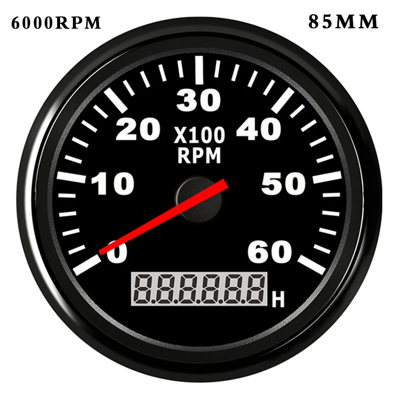 

85mm /52 mm Boat Tachometer with LCD Hourmeter 4000/6000/ 8000RPM Tachometer for Diesel Gasoline Engine Marine Car Tacho Meter