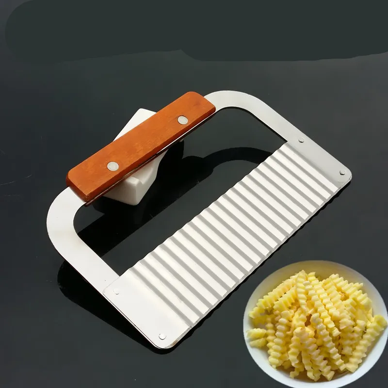 

Wooden handle Potato Edged Vegetable Crinkle Wavy Slicer Knife fruit Cutting Peeler for Kitchen Fruit Tools