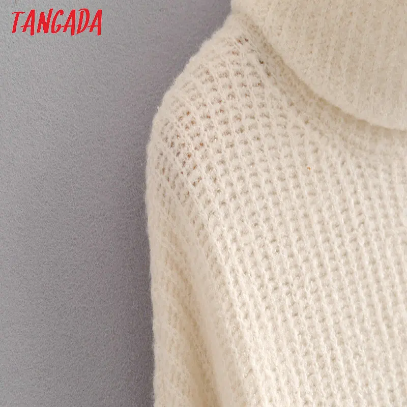 Tangada зимний свитер теплый свитер длинный свитер свитер с высоким горлом серый свитер белый свитер бордовый свитер черный свитер свитер оверсайз вязаный свитер теплый джемпер водолазкаHY135
