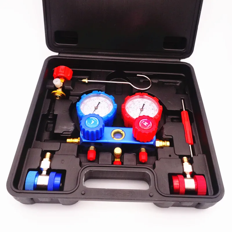 

Refrigeration Air Conditioning Manifold Gauge Set Maintenance Tools R134A Car Set With Carrying Case AC Diagnostic refrigerant