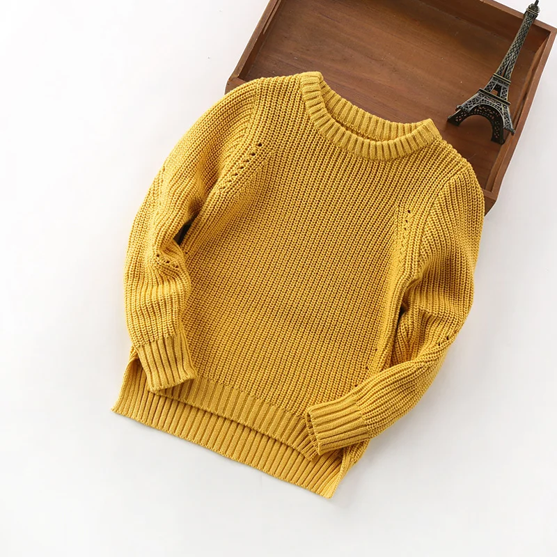 Classic Solid Boys Pullover Cotton Knitted Kids Sweater For Boys Long Sleeve O-Neck Fall Pullover Fashion Design Baby Sweater (13)