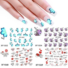 1 лист 1 шт цветок ногтей воды стикер лист кружева дизайн ногтей наклейка красота украшения