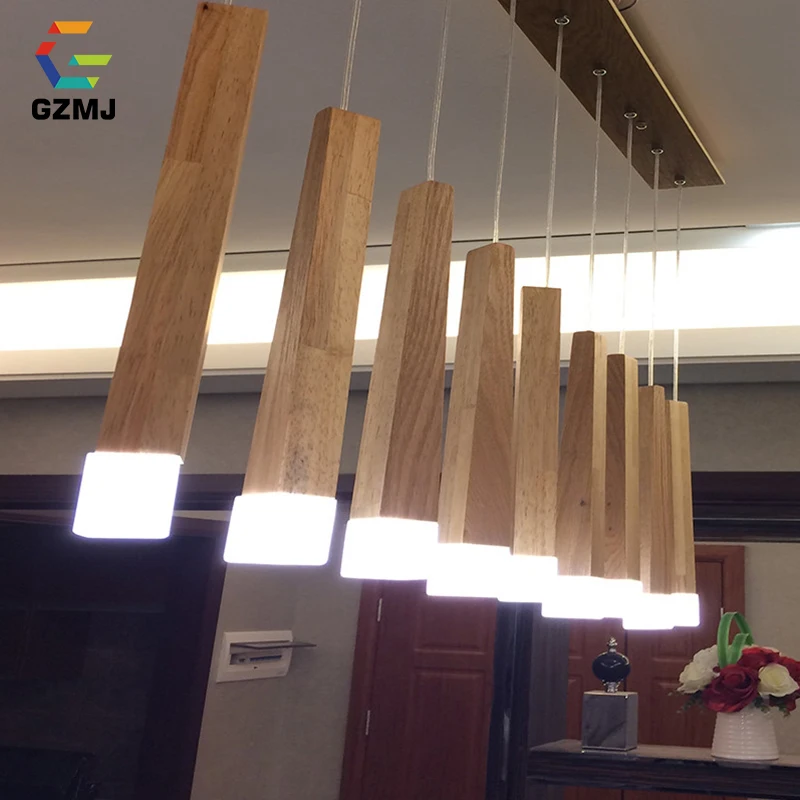 Goede GZMJ Land Stijl Hout Hanglampen LED Loft Decor Opknoping Lamp voor Foyer Woonkamer Hotel Cafe Restaurant Moderne Hout lamp