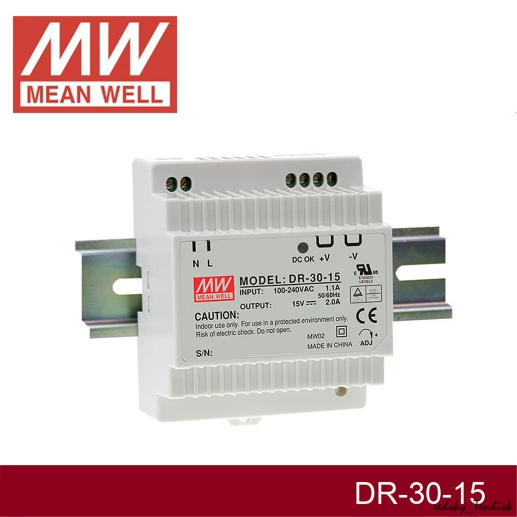 1 упаковка) Meanwell 30 Вт промышленный din-рейку источник питания HDR-30-24V/5/12/15/48 0,75/1.5A 2A 3A ультра-тонкий 90% высокая эффективность DR/MDR