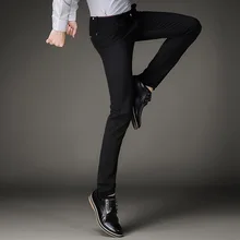 Новое поступление, осенне-зимние повседневные штаны в Корейском стиле для мальчиков, модные брендовые Свободные повседневные эластичные черные узкие брюки, размер 28-36, 38