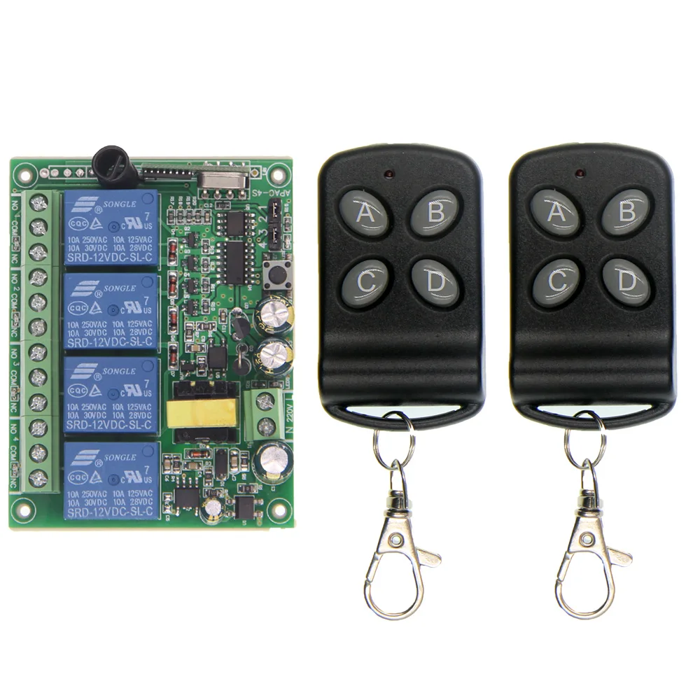 

Universal RF AC 220V 4 Channel 4CH 10A Relay Mini Wireless Matte Remote Control Switch 315 / 433MHz Lighting