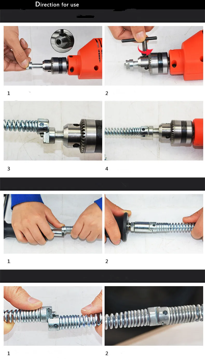 Дешевые 2,5 м Длинные расширение Пружина сжатия с разъемом для электрической дрели дренажный Очиститель Машина