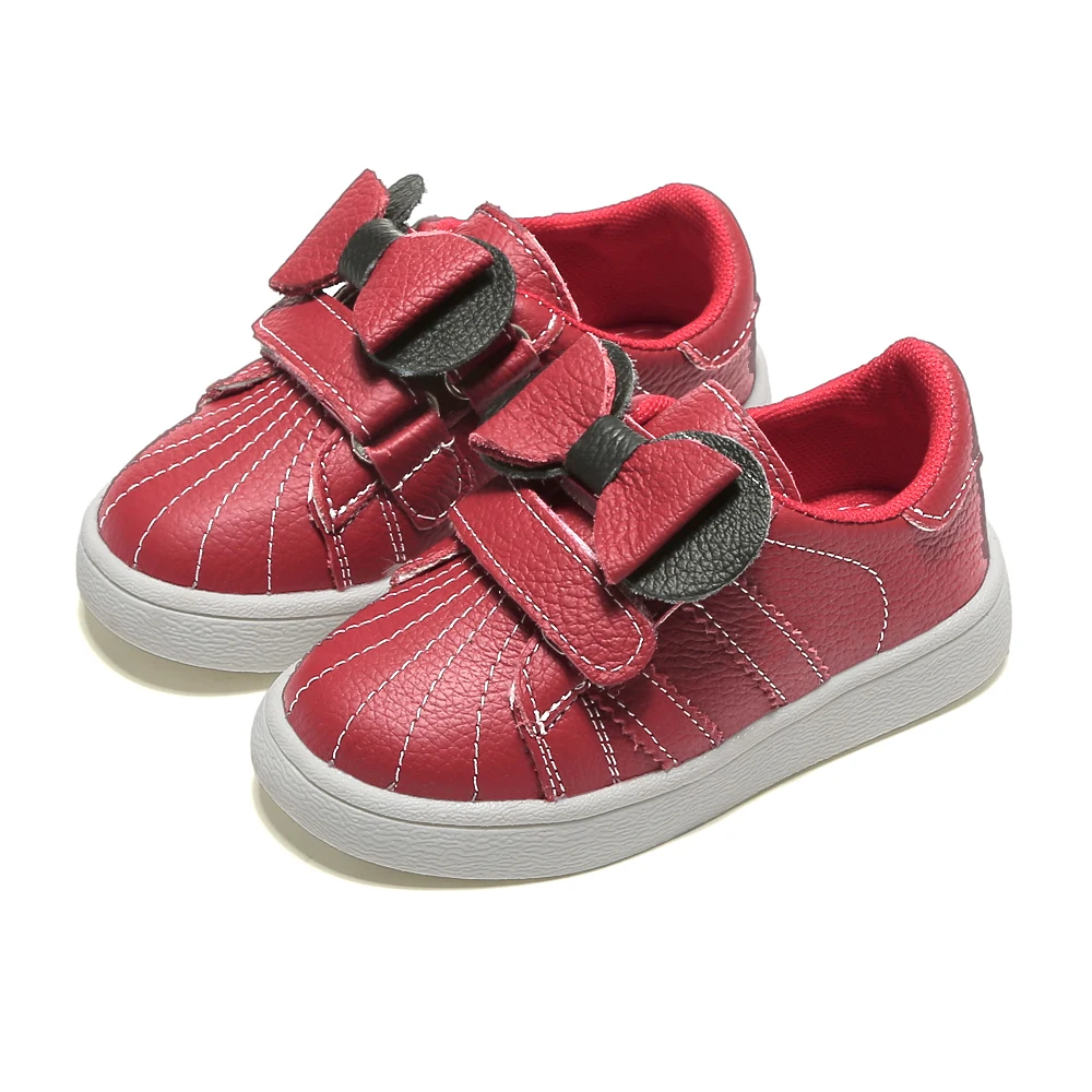 girls tennis shoes sneakers genuine leather bowtie red footwear for kids chaussure zapato nina ...