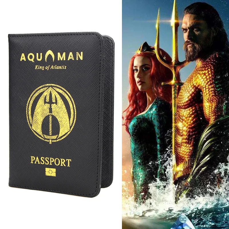 DC Aquaman Обложка для паспорта RFID Блокировка черная Мода Король аттисы чехол для паспорта многоцелевой обложка паспорта кошелек