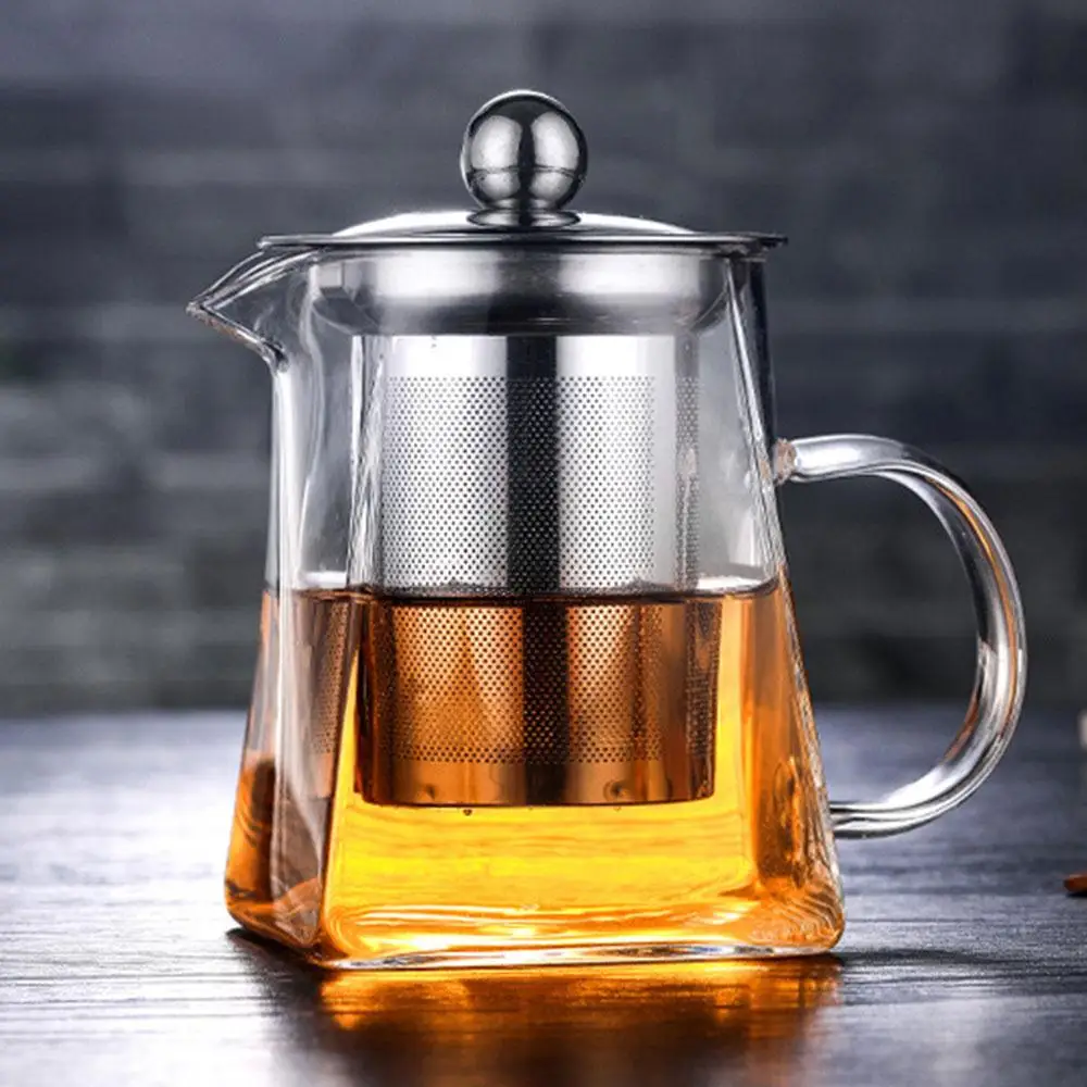 350/420/600ML Good Clear Borosilicate Glass Teapot With 304 Stainless