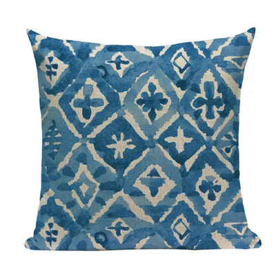 Скандинавские геометрические чехлы для подушек, Синие Клетчатые геометрические хлопковые и льняные подушки для дома, квадратные диванные сиденья, роскошные подушки на заказ - Цвет: 12
