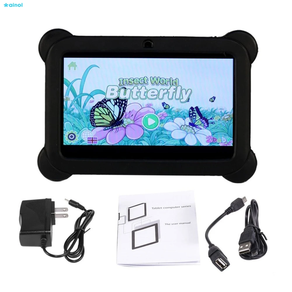 

Ainol 7 inch Screen Children Tablets 8G A33 Quad Core Dual Camera 1024*600 for Android 4.4 infant Tablet PC With Silicone Cover