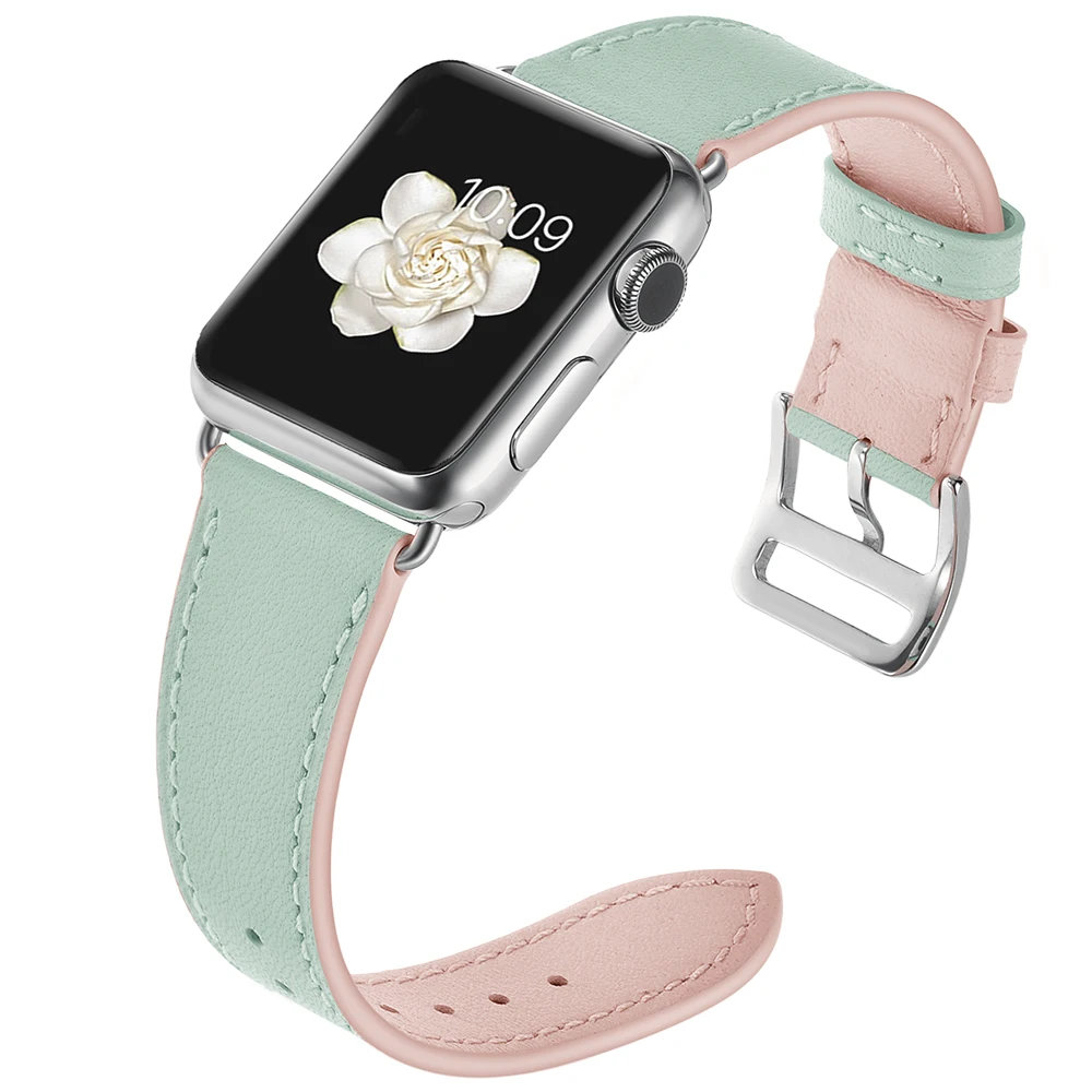 

Double Color Genuine Leather Band for Apple Watch Single Tour Wrist Strap for iwatch 38/40mm 42/44mm Series 4 3 2 1 I354.
