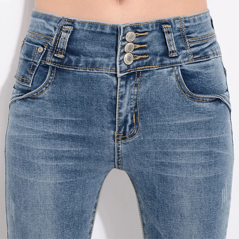 HEE GRAND/ Длинные обтягивающие Женские джинсы-карандаш с высокой талией, эластичные джинсовые штаны, женские потертые Стрейчевые джинсы, повседневные отбеленные джинсы WKP314
