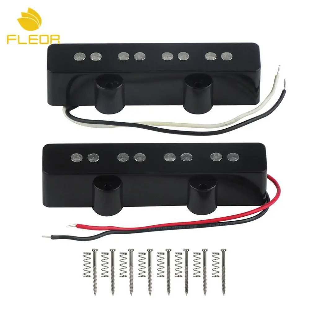 FLEOR Black Bass Pickup 4 струны открытый стиль керамический магнит для джаза JB бас гитары аксессуары, шеи или Моста Пикап выбрать - Цвет: Neck and Bridge