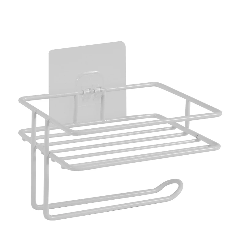 ORZ настенный держатель рулона туалетной бумаги аксессуары для ванной комнаты кухонный бумажный держатель для полотенец домашний стеллаж для хранения для сотового телефона - Цвет: White
